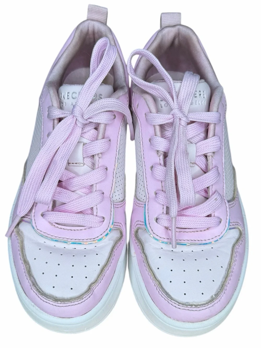 Skechers Street Uno Lite Air Kids Size 1 Pink White Platform Sneakers